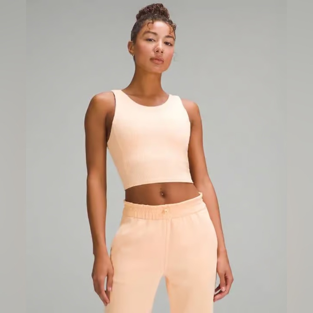 Lululemon Ribbed Softstreme Cropped Tank Top - Peach Bellini